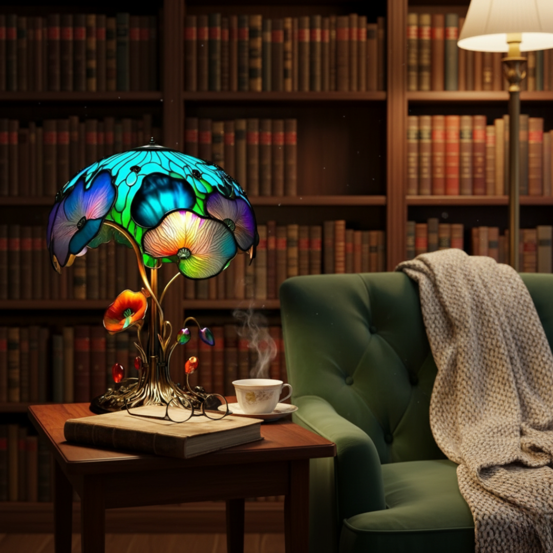 Bohémská chic florální houbová lampa