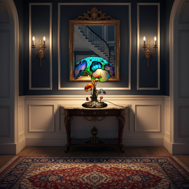Bohémská chic florální houbová lampa