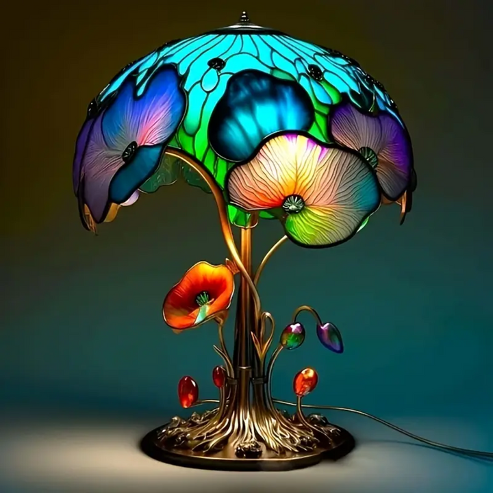 Bohémská chic florální houbová lampa