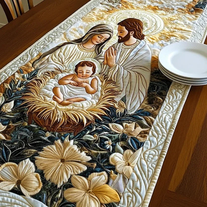 Prošívaný běhoun na stůl - Svatá rodina