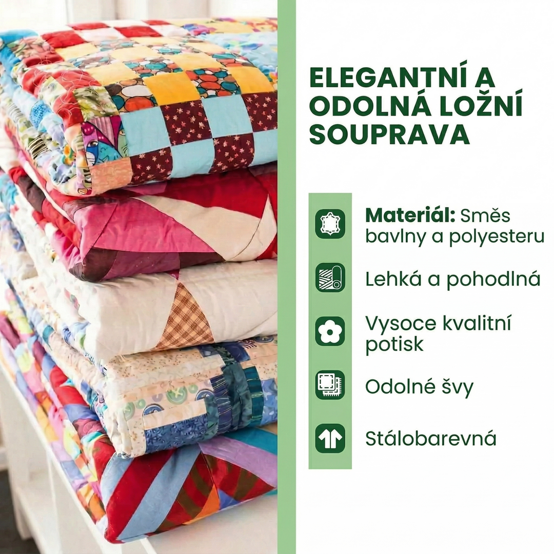 3dílná sada prošívaného povlečení - Vánoční hvězda