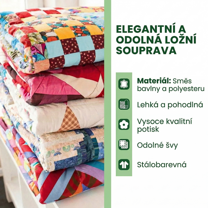 3dílná sada prošívaného povlečení - Sladké vrnění